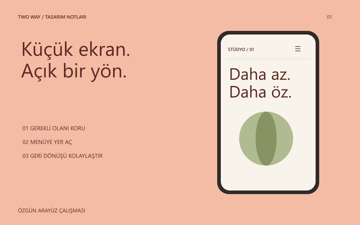 Şeftali zemin üzerinde açık ve kapalı mobil menü örneği.