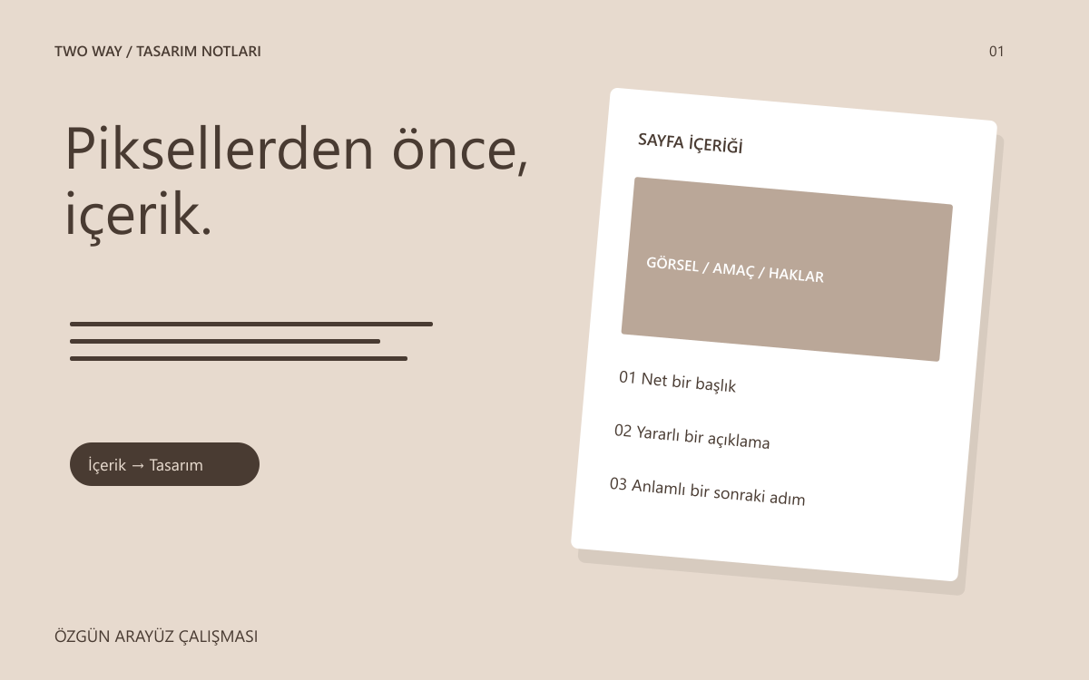 Görsel, metin ve eylem alanlarıyla bir web sayfasının içerik planı.