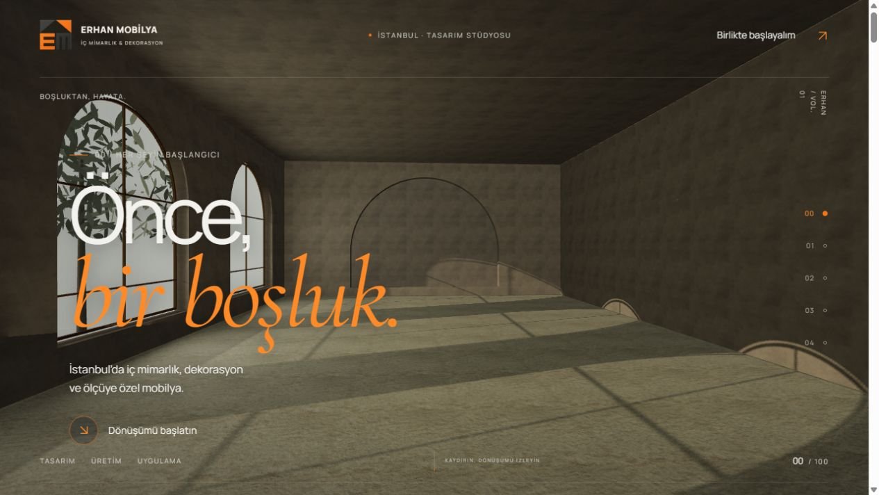 Erhan Mobilya — capture de l’interface web