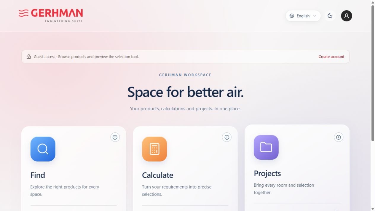 Gerhman Suite — web sitesi arayüzünün ekran görüntüsü